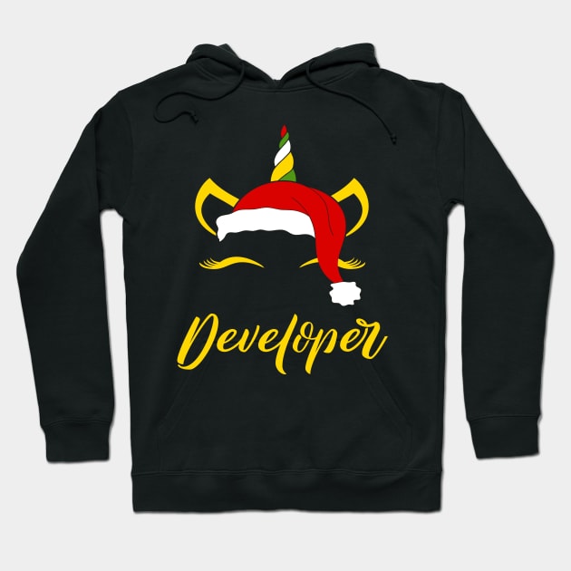 Developer Santa Claus Unicorn Birthday Occupation Job Christmas Hoodie by familycuteycom